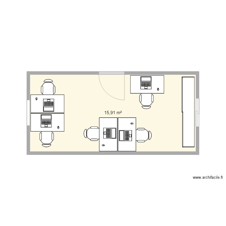 bureau RSC. Plan de 1 pièce et 16 m2