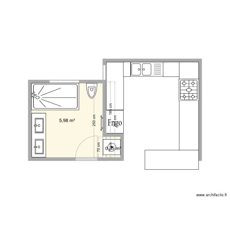 Egypt. Plan de 2 pièces et 6 m2