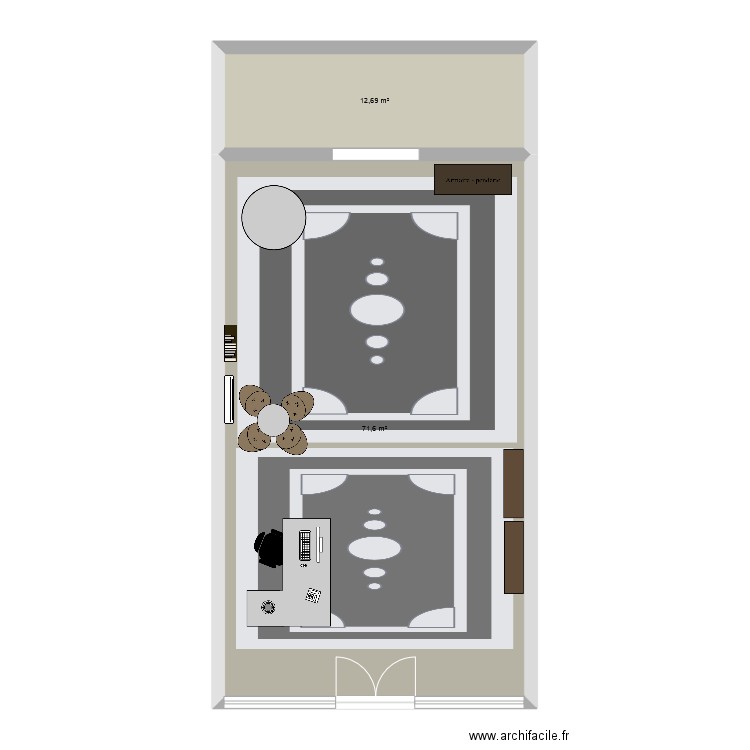 espace troc. Plan de 2 pièces et 84 m2