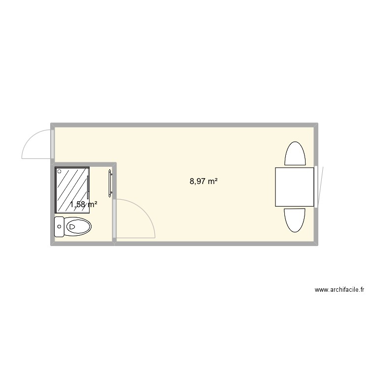 tiny house. Plan de 2 pièces et 11 m2