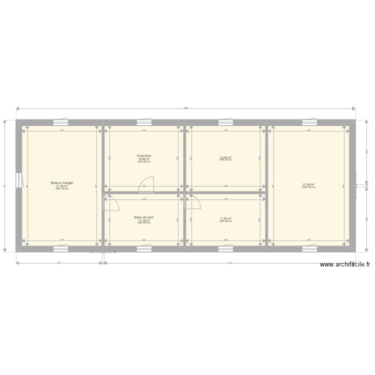 7m version salon a gauche. Plan de 0 pièce et 0 m2