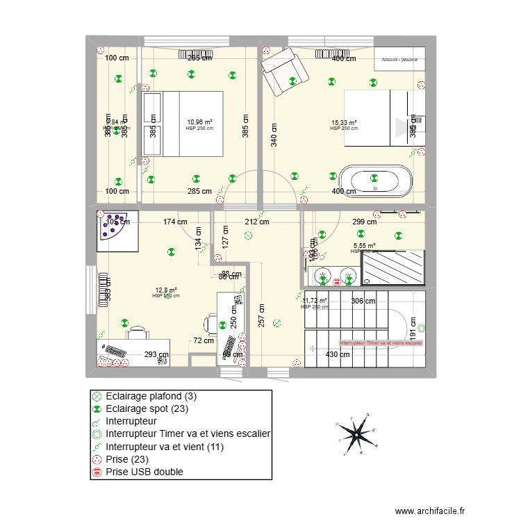 THEO ET WENDY 1er version 1. Plan de 6 pièces et 60 m2