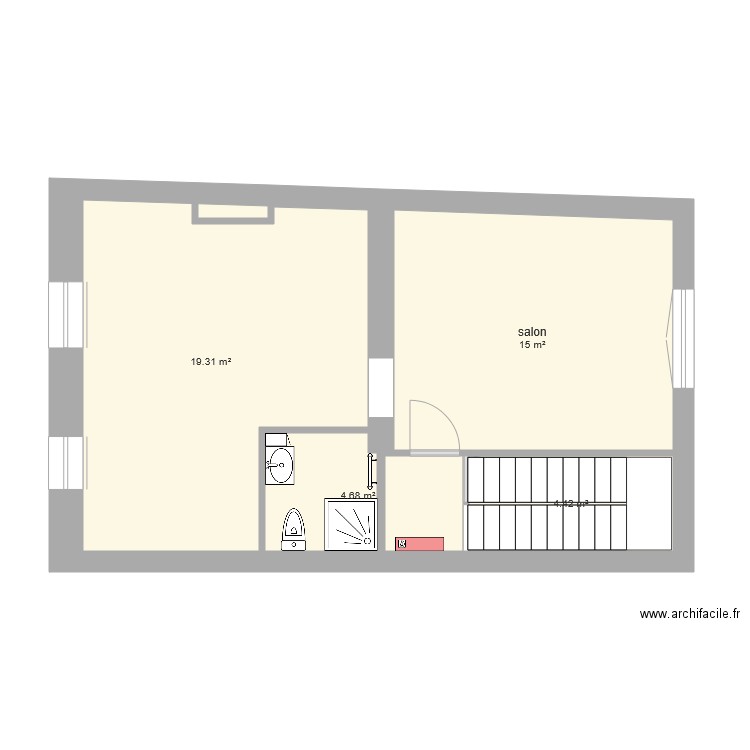 Anatole France 4ème étage duplex 1 version studio vide. Plan de 0 pièce et 0 m2