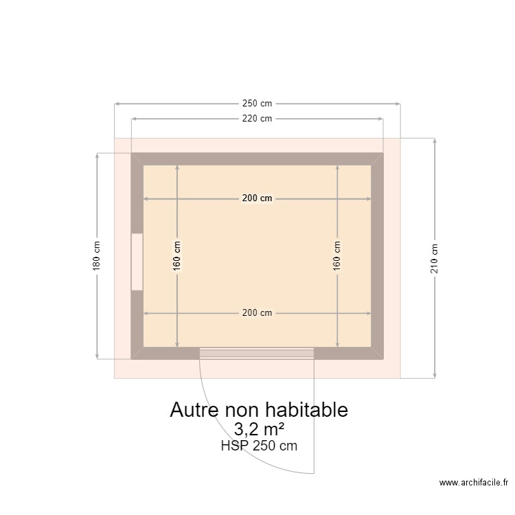 cabane jardin. Plan de 1 pièce et 3 m2