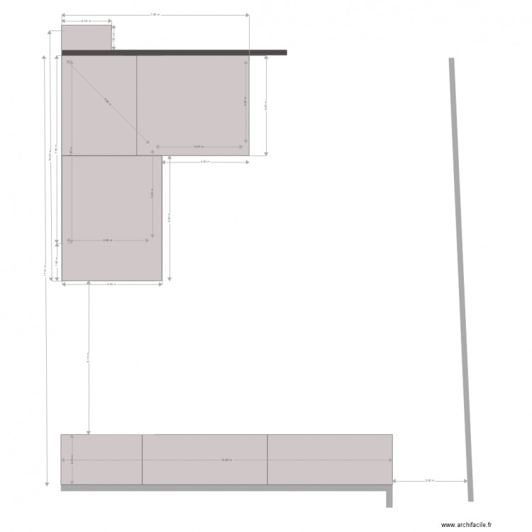 Dalle piscine pool bar en L 1807. Plan de 0 pièce et 0 m2