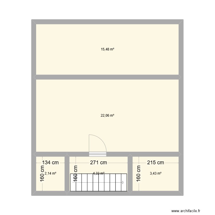 Grenier initial. Plan de 5 pièces et 47 m2