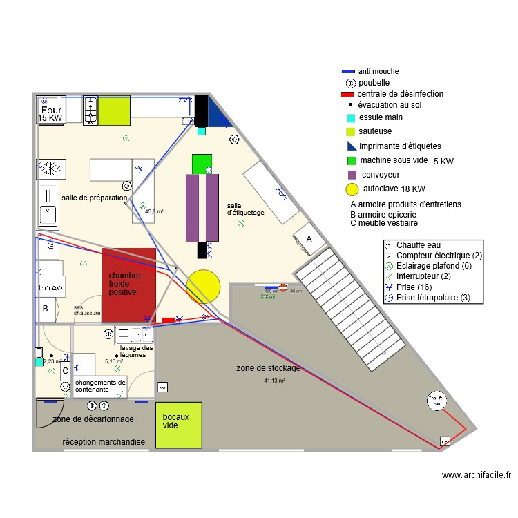 laboratoire aménagement avec elec et plomberie. Plan de 0 pièce et 0 m2