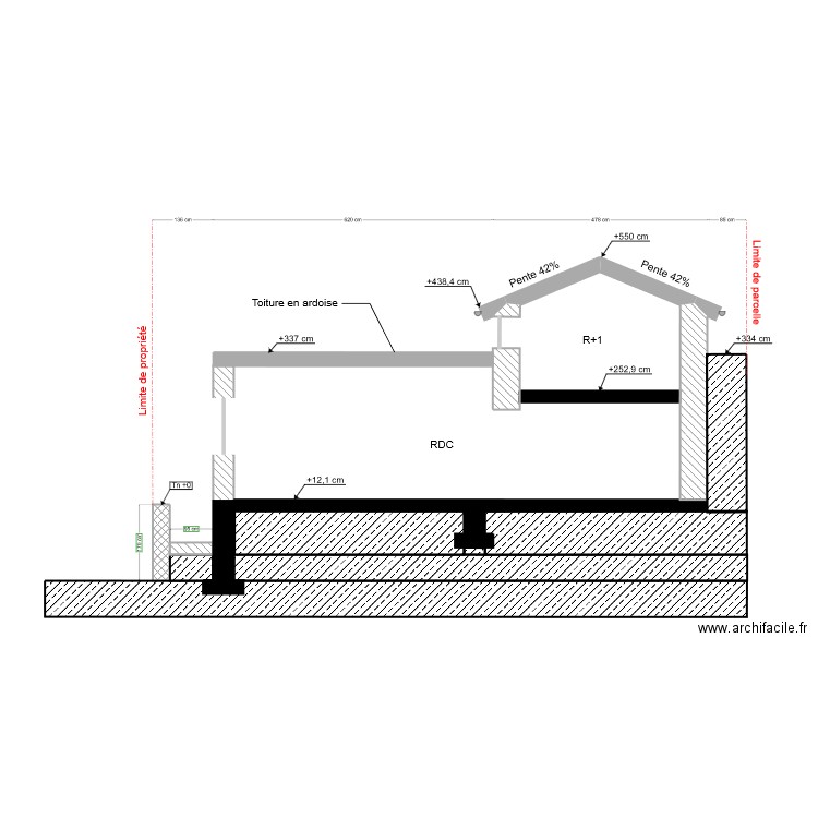 plan de coupe A-A projeté. Plan de 0 pièce et 0 m2