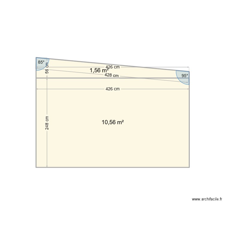 façade. Plan de 2 pièces et 12 m2