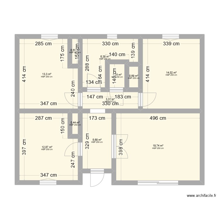 Maison. Plan de 11 pièces et 78 m2