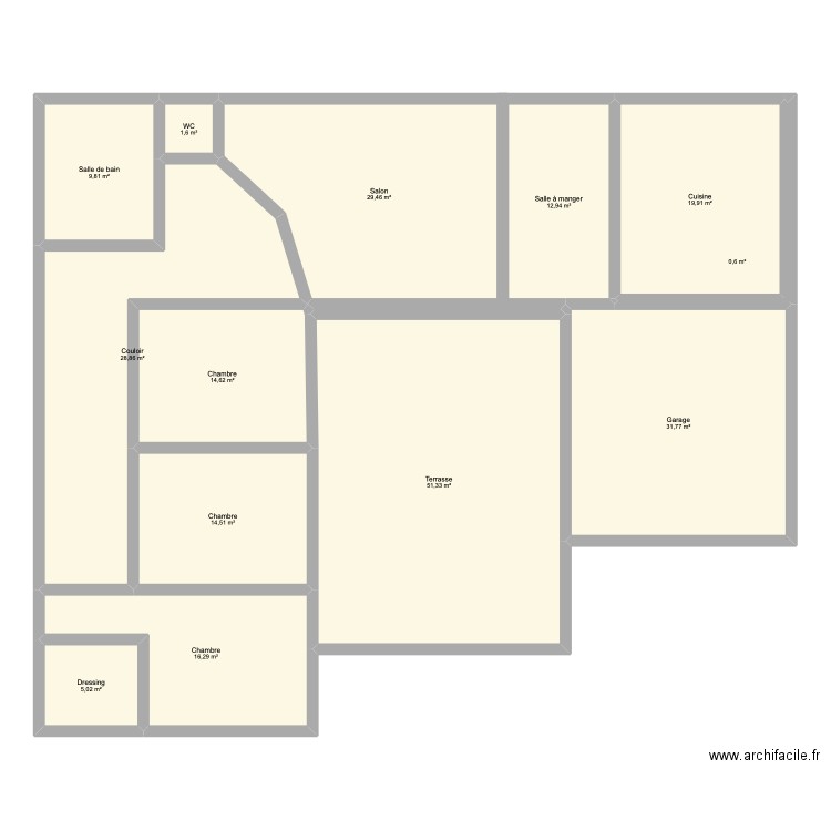 projet brunelliere. Plan de 13 pièces et 237 m2