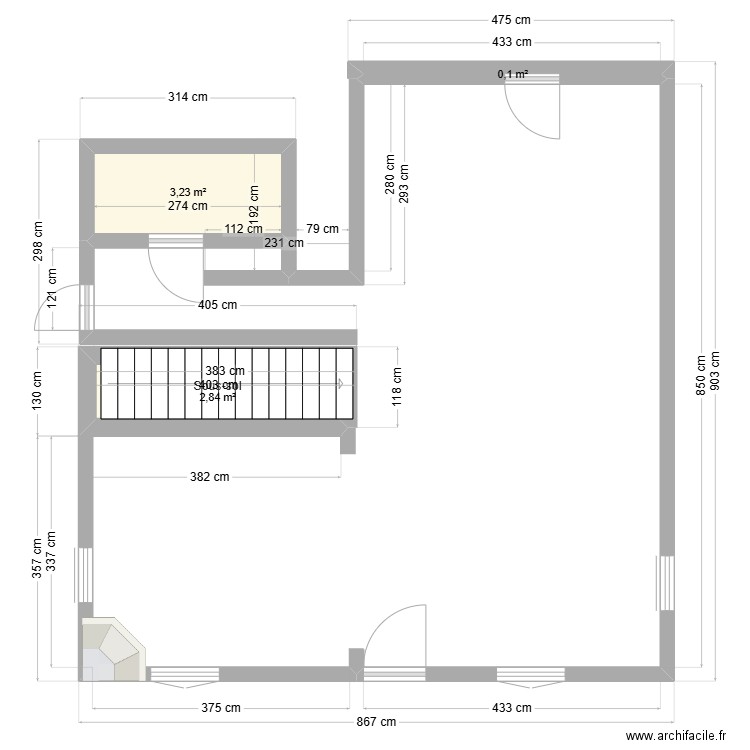 plan reno 2025. Plan de 3 pièces et 6 m2