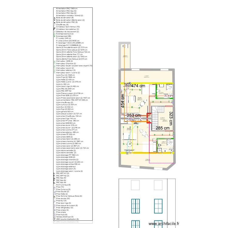 R+1. Plan de 31 pièces et 314 m2