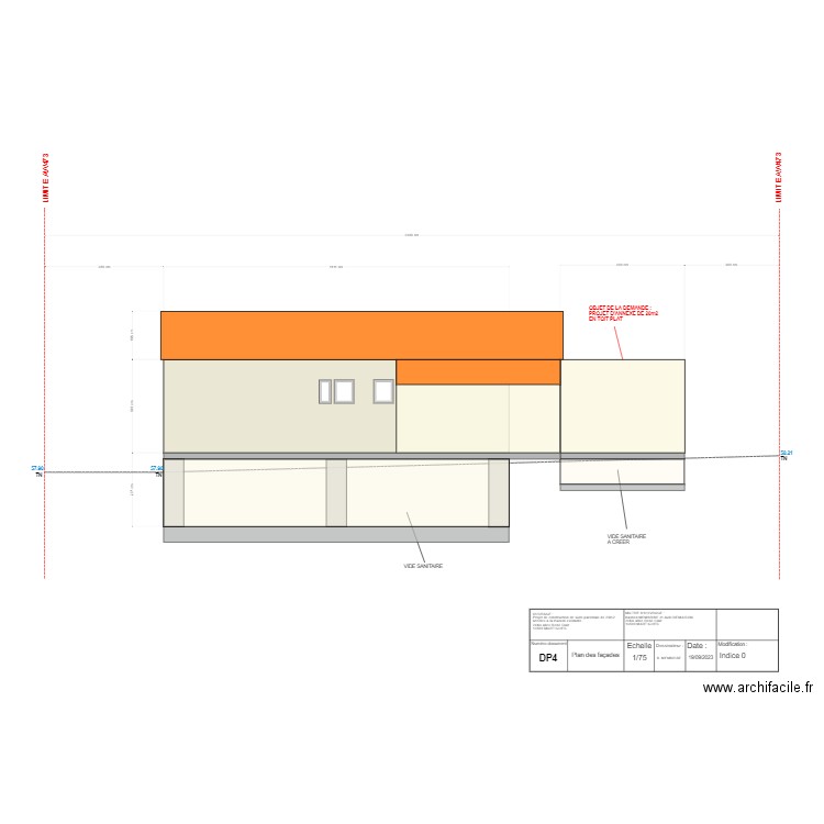 PLAN DES FACADES - NORD - PROJET EXTENSION. Plan de 0 pièce et 0 m2