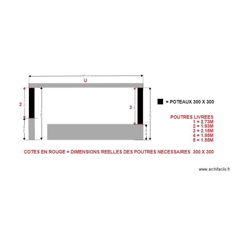 cotes reelles carport 2 FACE ARRIERE. Plan de 0 pièce et 0 m2