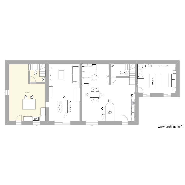 maison voltaire. Plan de 1 pièce et 38 m2