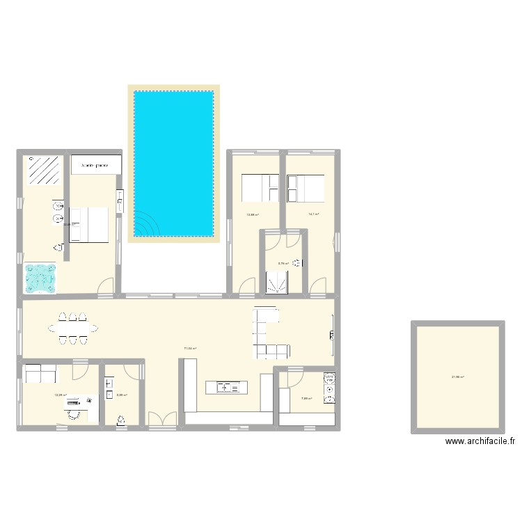 Plan Gajac. Plan de 9 pièces et 185 m2