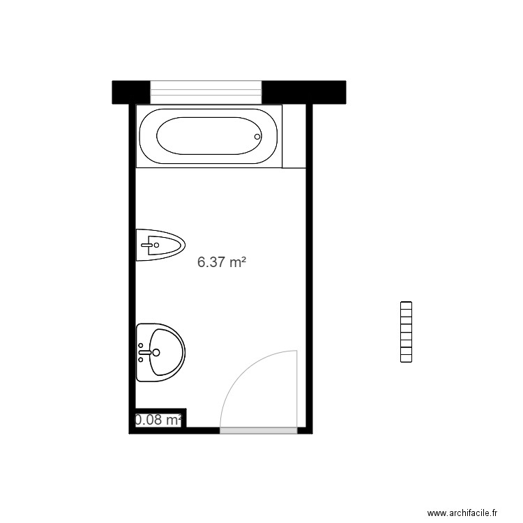 poulenard. Plan de 2 pièces et 6 m2