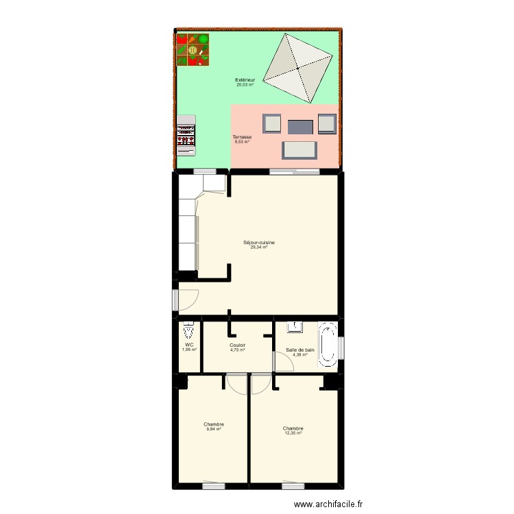 t3 nympheas. Plan de 11 pièces et 92 m2