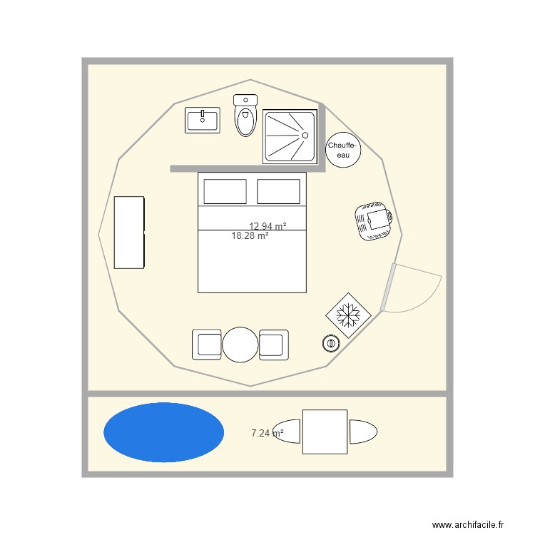 5 metres. Plan de 0 pièce et 0 m2