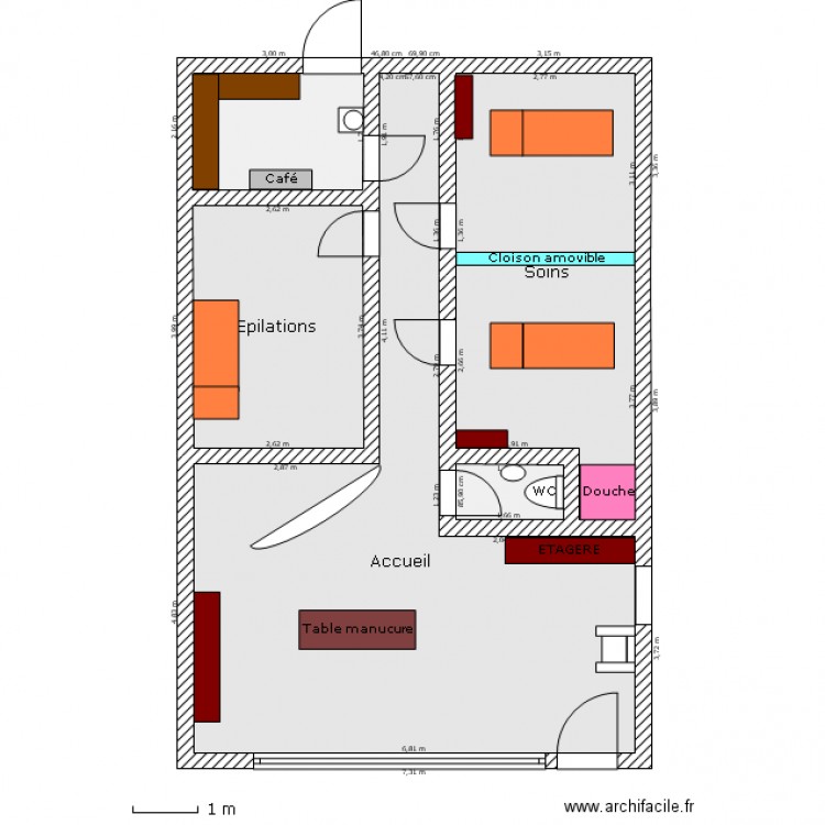 Institut de beauté. Plan de 0 pièce et 0 m2