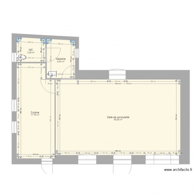 Salle de Convivialité Rivières Le Bois Projet. Plan de 0 pièce et 0 m2