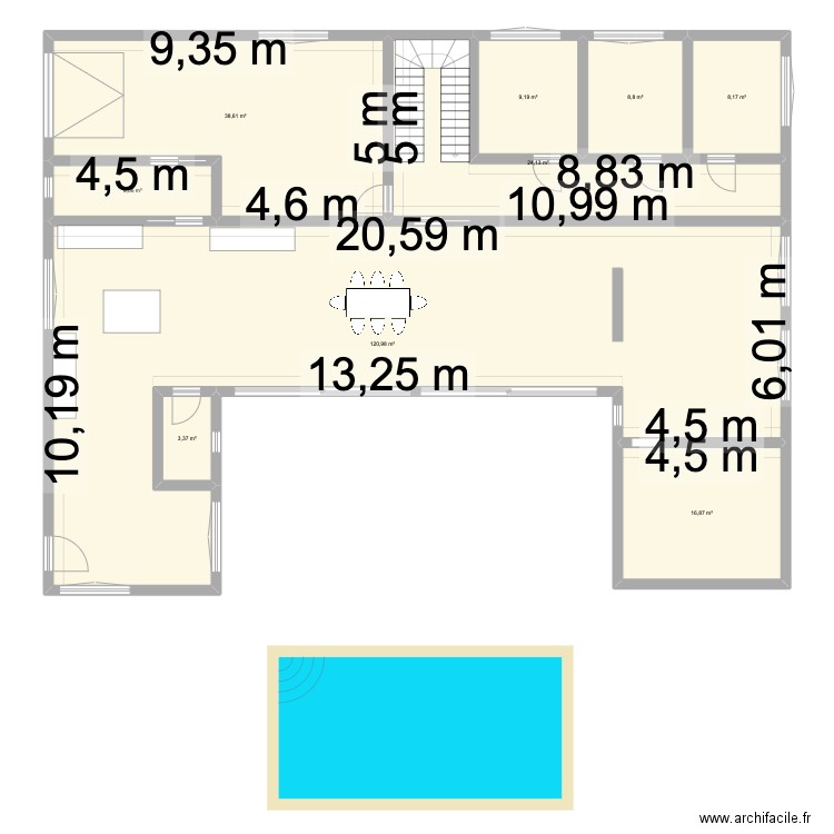 test. Plan de 9 pièces et 237 m2