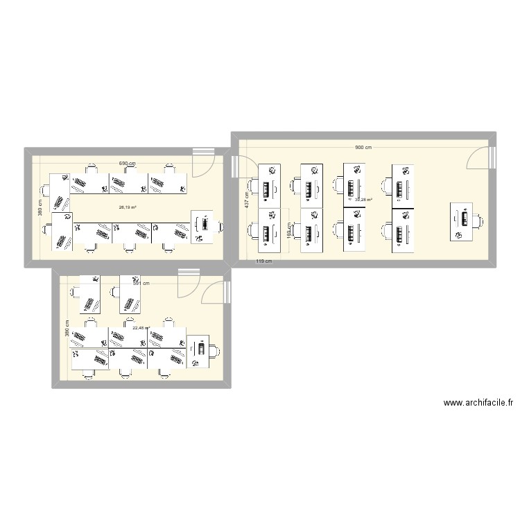 SAINT DENIS. Plan de 3 pièces et 88 m2