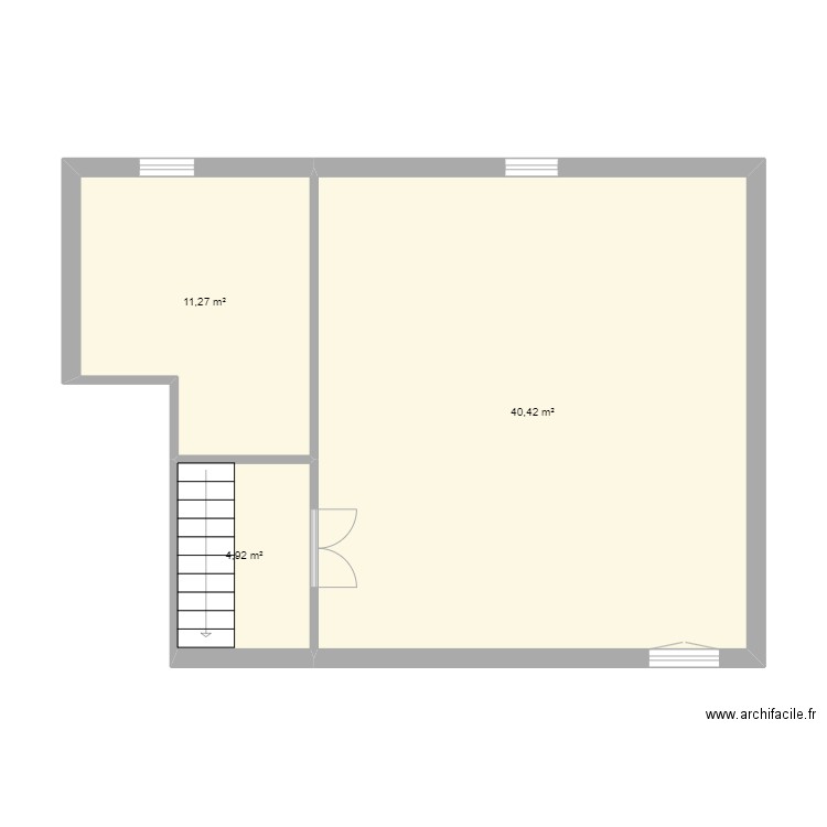 plan avant travaux F2 Etage Triguères  . Plan de 0 pièce et 0 m2