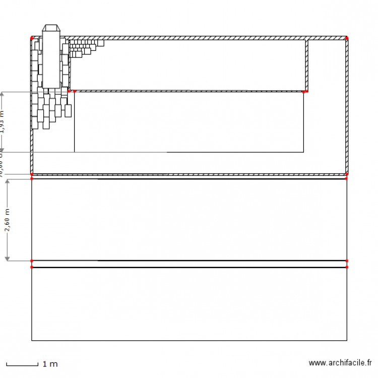 Façade postérieure Bures. Plan de 0 pièce et 0 m2