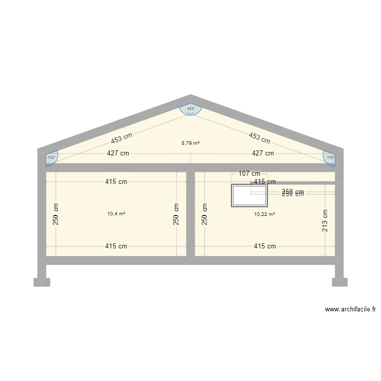 PCMI coupe DULIAN. Plan de 3 pièces et 29 m2