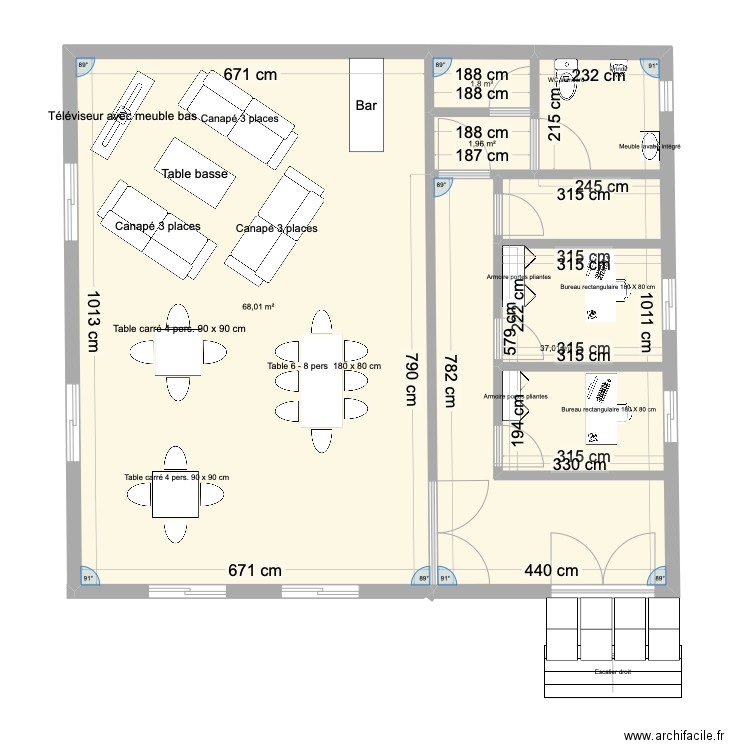 Local Anciens combattants V1. Plan de 4 pièces et 109 m2