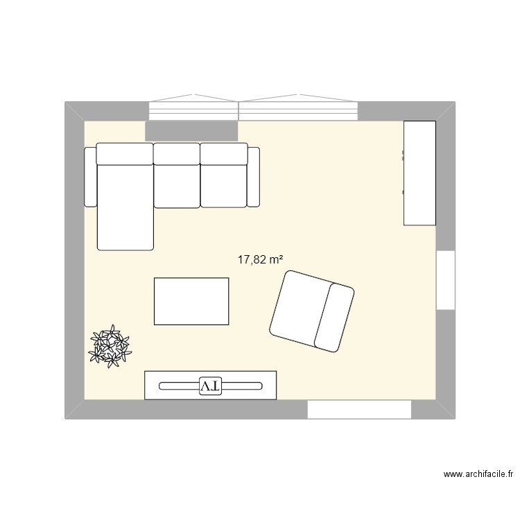 Salon. Plan de 1 pièce et 18 m2