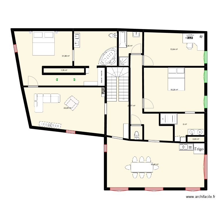 maison bourg. Plan de 10 pièces et 151 m2