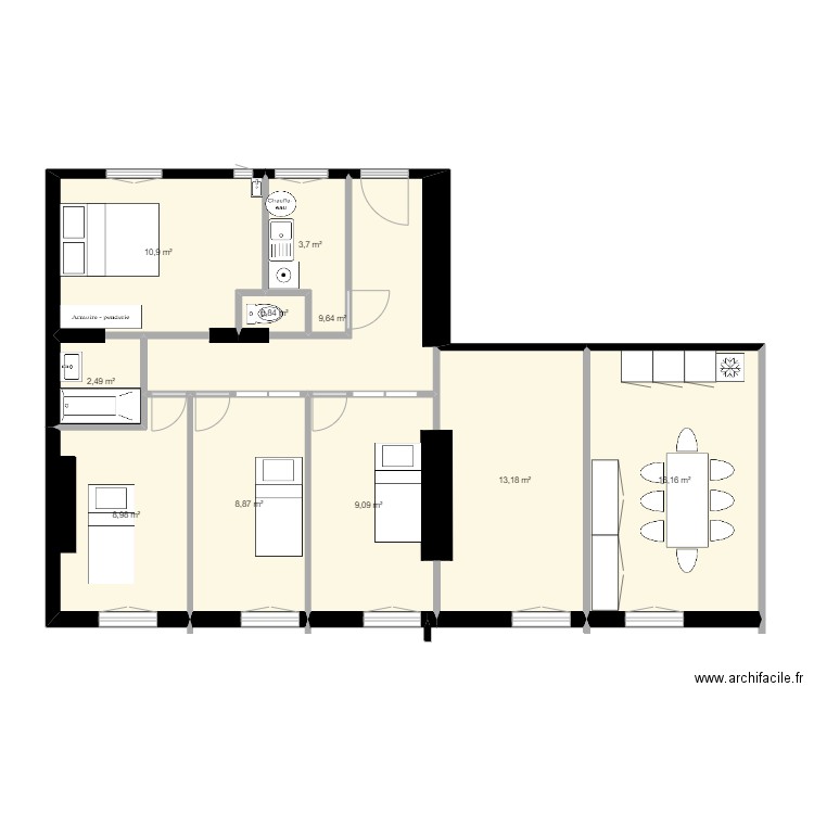 plan 2dbg 9 09 1h22. Plan de 10 pièces et 84 m2