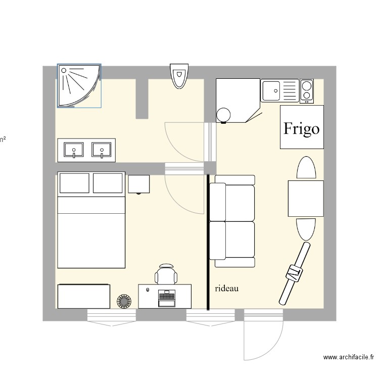 Studio 30m2. Plan de 0 pièce et 0 m2