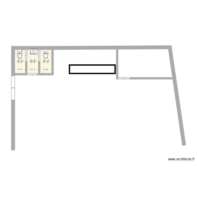 SALLE DE RECEPTION. Plan de 3 pièces et 5 m2