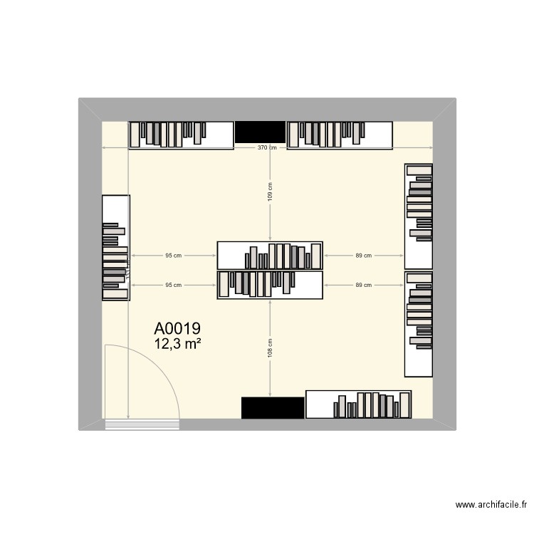 INSEE A0019. Plan de 1 pièce et 12 m2