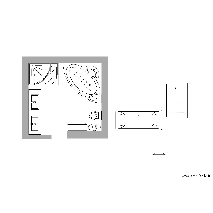 baignoire d'angle. Plan de 0 pièce et 0 m2