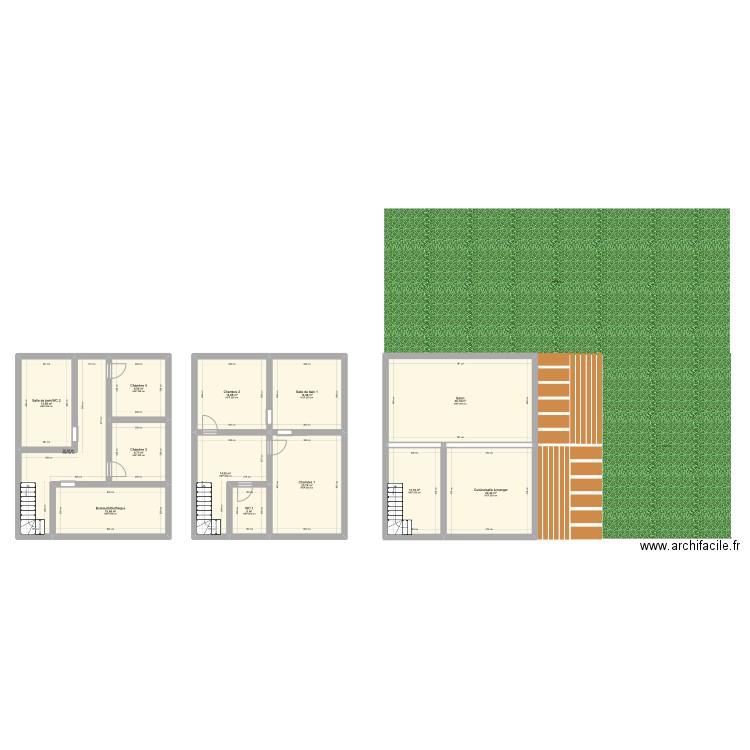 Plan 2D . Plan de 13 pièces et 211 m2