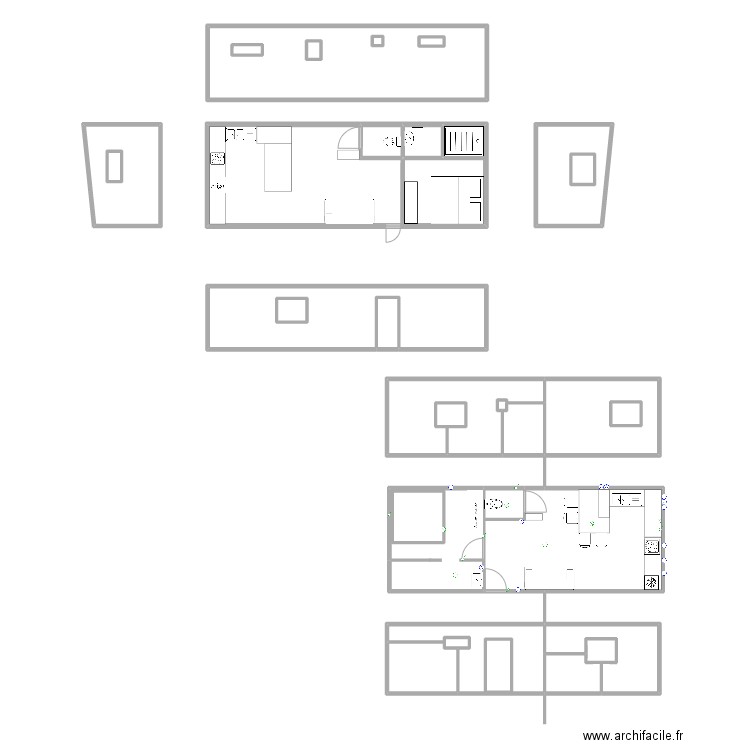 mobile home. Plan de 32 pièces et 203 m2