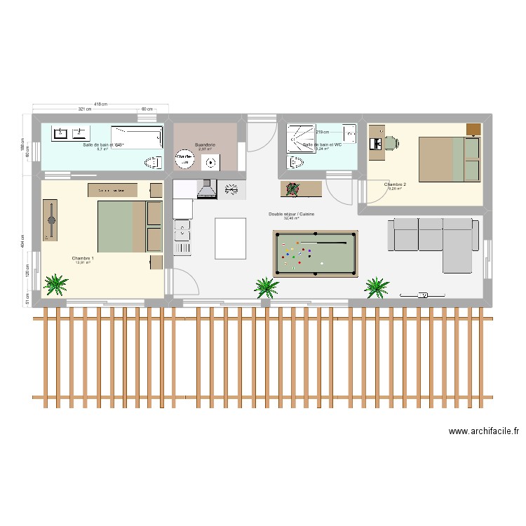 Plan ison 5 . Plan de 6 pièces et 68 m2