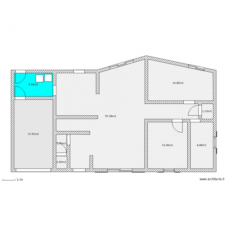 decroché. Plan de 0 pièce et 0 m2