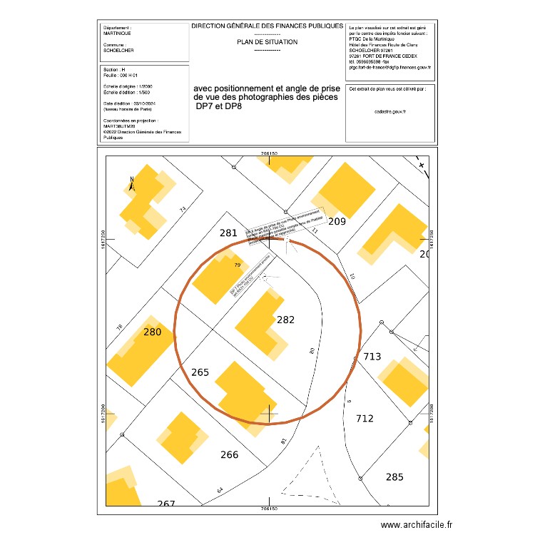 DP1 Plan situation avec positionnement et angle de prise de vue. Plan de 0 pièce et 0 m2