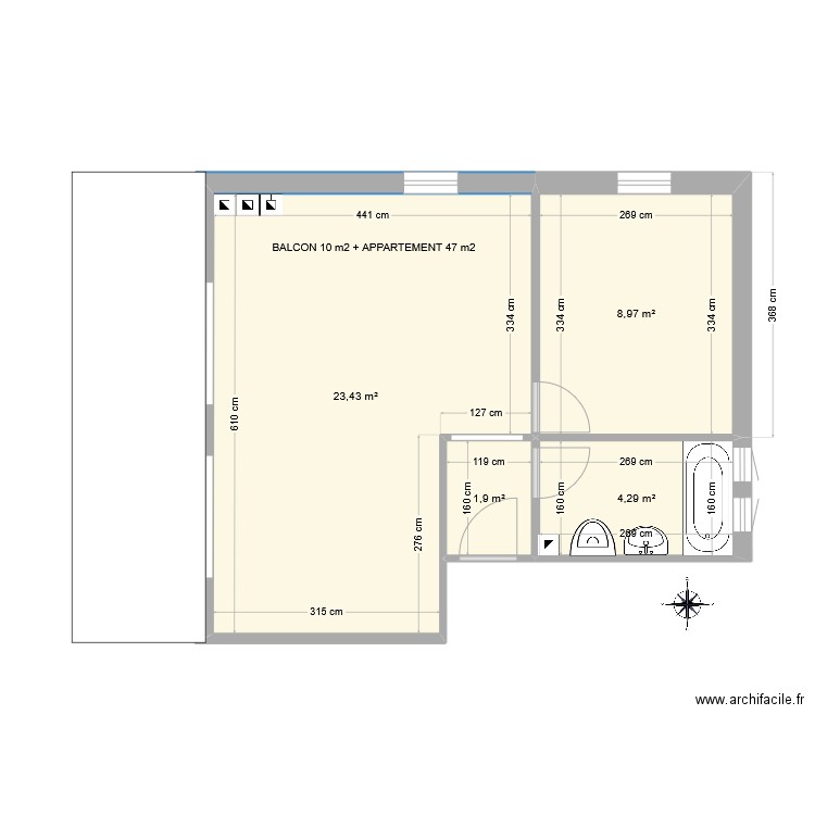 APP-216_v1.0. Plan de 4 pièces et 39 m2