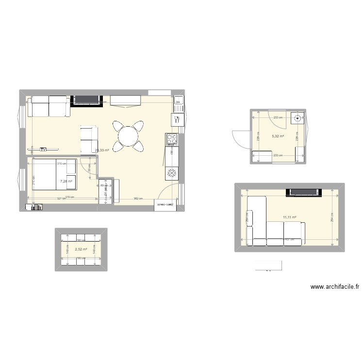 Plan Salon avec chambre. Plan de 0 pièce et 0 m2