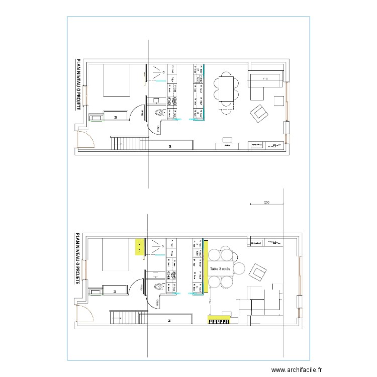 Aménagement table contre buffet. Plan de 0 pièce et 0 m2