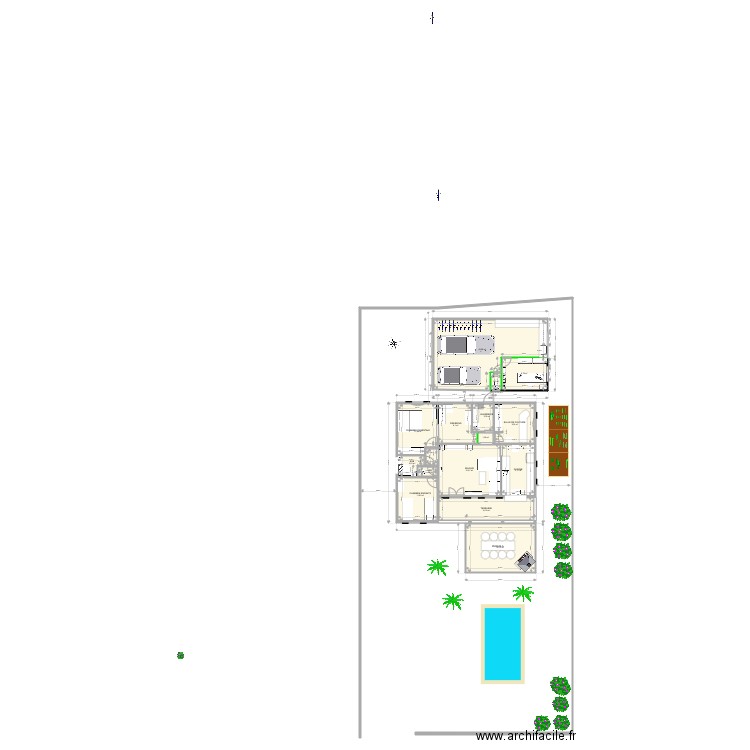 Projet aménagement extension préfa 3. Plan de 16 pièces et 192 m2