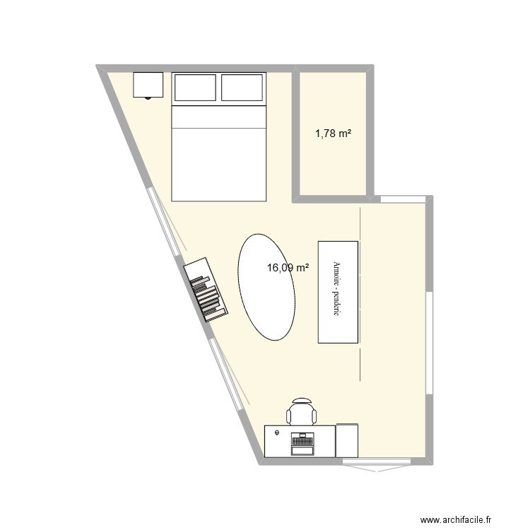 CHAMBRE BASTIEN . Plan de 2 pièces et 18 m2