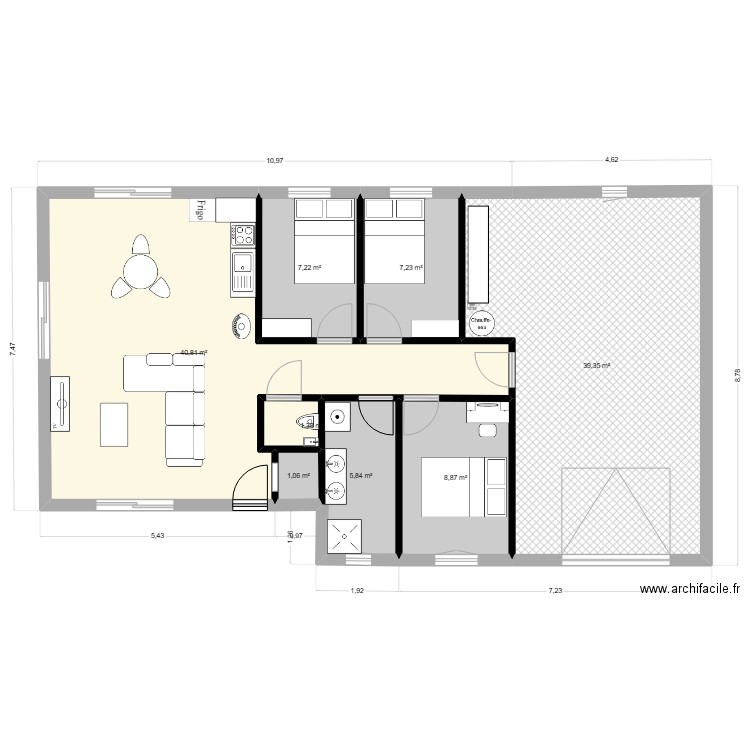 Seicheprey. Plan de 8 pièces et 112 m2